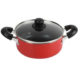 IH 両手鍋 ガラス蓋付 20cm レッド ND-9459 キャセロール モデルナ ND-9459