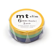 マスキングテープ mt スリム 3パック 幅6mm×7m basic G イエロー・若緑・瑠璃 MTSLIM13R