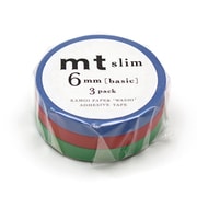 マスキングテープ mt スリム 3パック 幅6mm×7m basic H ブルー・レッド・グリーン MTSLIM14R