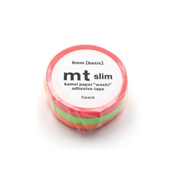 マスキングテープ mt スリム 3パック 幅6mm×7m basic I ショッキングレッド・ショッキンググリーン・ショッキングオレンジ MTSLIM15R