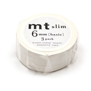 MTSLIM23R [マスキングテープ mt スリム 3パック 幅6mm×7m basic K マットホワイト]