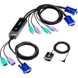 KVMスイッチ VGA/USB パソコン切替器 2台のパソコンで1台のモニターを共有 手元スイッチ 多機能マウス対応 ケーブル一体型 Windows/Mac対応 SW-KVM2WVUN2