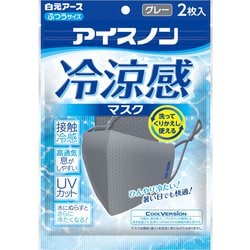 アイスノン 冷涼感マスク グレー 2枚入 [くり返し使える 洗える 息がしやすい 接触冷感 UVカット]