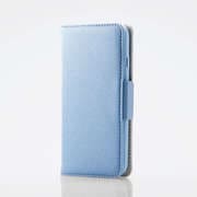 PM-A22SPLFJM1BU [iPhone SE（第3世代）/SE（第2世代）/8/7 4.7インチ用 ケース カバー レザー 手帳 マグネット フラップ ミラー付 耐衝撃 ワイヤレス充電可 ストラップホール付 ブルー]