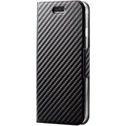 PM-A22SPLFUCB [iPhone SE（第3世代）/SE（第2世代）/8/7 4.7インチ用 ケース カバー レザー 手帳 マグネット フラップ 耐衝撃 軽量 薄型 ワイヤレス充電可 カーボン調（ブラック）]