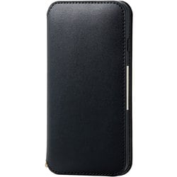 PM-A22SPLFY2BK [iPhone SE（第3世代）/SE（第2世代）/8/7 4.7インチ用 ケース カバー レザー 手帳 マグネット フラップ ストラップリング付 耐衝撃 ワイヤレス充電可 ブラック]