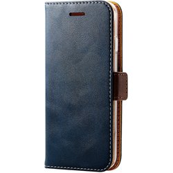 PM-A22SPLFYNV [iPhone SE（第3世代）/SE（第2世代）/8/7 4.7インチ用 ケース カバー レザー 手帳 マグネット フラップ ステッチ クリアケース 耐衝撃 ワイヤレス充電可 ストラップホール付 ネイビー]