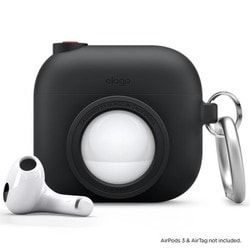 SNAP SHOT CASE AirPods（第3世代） 対応 シリコンケース カラビナ付 ブラック EL_AP3CSSCSO_BK