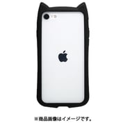 6829IP247HB [iPhone SE（第3世代）/SE（第2世代）/8/7 4.7インチ用 ケース カバー ハイブリッド 猫耳 ネコミミ 背面強化ガラス 背面クリア mimi ブラック]