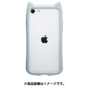 6833IP247HB [iPhone SE（第3世代）/SE（第2世代）/8/7 4.7インチ用 ケース カバー ハイブリッド 猫耳 ネコミミ 背面強化ガラス 背面クリア mimi ライトブルー]