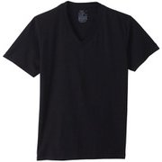 HM1EU703 [リングスパンコットン VネックTシャツ メンズ 3枚組 L ブラック]