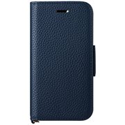 LN-ISS22BHPNV [iPhone SE（第3世代）/SE（第2世代）/8 4.7インチ用 本革風レザーフラップケース「ORVA」 ネイビー （ハンドストラップ付属）]