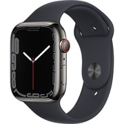Apple Watch Series 7（GPS + Cellularモデル）- 45mmグラファイトステンレススチールケースとミッドナイトスポーツバンド - レギュラー [MNAX3J/A]