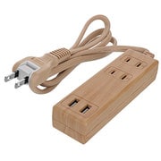 スマートIC搭載 急速充電2.4A出力対応 USB Type-A×2 ポート付き木目調 OAタップ 1m ナチュラルブラウン OWL-OTA2U2S10-WNB