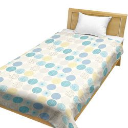 肌ふとんカバー 綿100％ シングルサイズ（肌掛けふとん用） 約140×190cm ナチュラルドット サックス CT14014-76