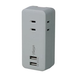 3口コンセント 直挿しタイプ USBポート付 ユートリムエル グレー UL-5792-GL