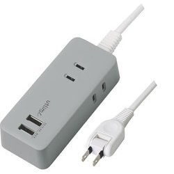 3口コンセント 1.5m USBポート付 ユートリムエル グレー UL-5817-GL