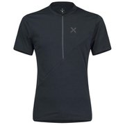バーティカル ブロック ジップ ティーシャツ VERTICAL BLOCK ZIP T-SHIRT MTZN35X 9247 チャコールグレー/イエローグリーン Lサイズ [アウトドア カットソー メンズ]