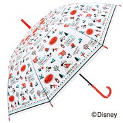 ビニール傘 ＰＯＥミッキーロゴ 60cm ジャンプ式 グラスファイバー骨（親骨） レッド 2032