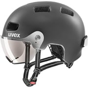 サイクルヘルメット uvex rush visor/ダークシルバーマット/58-61 安全規格 CEマーク