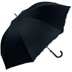 長傘 ポンジー迷彩パイピング 65cm ジャンプ式 グラスファイバー骨（親骨） 本体:ブラック/パイピング:ブラック 3333