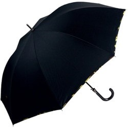 長傘 ポンジー迷彩パイピング 65cm ジャンプ式 グラスファイバー骨（親骨） 本体:ブラック/パイピング:カーキ 3333