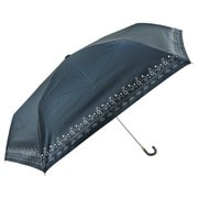 折りたたみ傘 婦人用 晴雨兼用 ミニ シークレットガーデン 55cm 手開き式 内側カラーコーティング UPF50+ ネイビー 5246