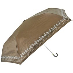 折りたたみ傘 婦人用 晴雨兼用 ミニ シークレットガーデン 55cm 手開き式 内側カラーコーティング UPF50＋ ブラウン 5246