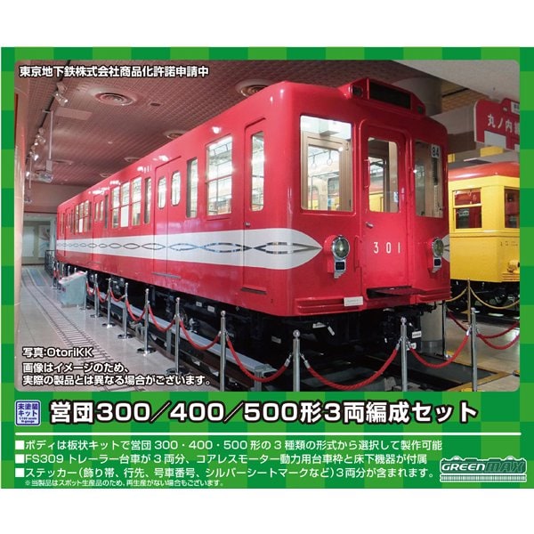 955 Nゲージ 未塗装キット 営団300/400/500形 3両編成セット [鉄道模型]