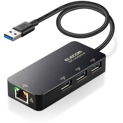 LANアダプター 有線 タイプA Giga USBハブ付 ブラック EDC-GUA3H2-B