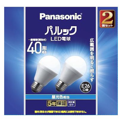 パルック LED電球 E26 40形相当 広配光タイプ 昼光色相当/2個セット LDA4D-G/K4 2T