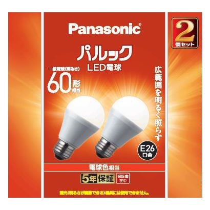 パルック LED電球 E26 60形相当 広配光タイプ 電球色相当/2個セット LDA7L-G/K6 2T