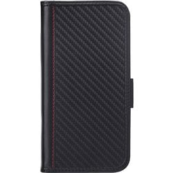 PG-22MFP04BK [iPhone SE（第3世代）/SE（第2世代）/8/7/6s/6 4.7インチ用 PUレザーフリップカバー カーボン調ブラック]