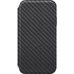 PG-22MGF04BK [iPhone SE（第3世代）/SE（第2世代）/8/7/6s/6 4.7インチ用 ガラスフリップケース カーボン調ブラック]