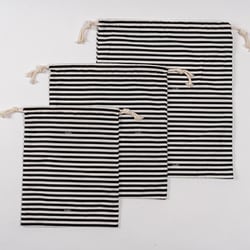 コットンバッグ 3点セット ブラックストライプ NUBG12