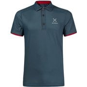 MTPN01XP ROUND POLO 8610 S 21SS [ゴルフシャツ メンズ ラウンド ポロ Sサイズ スティールブルー/レッド]