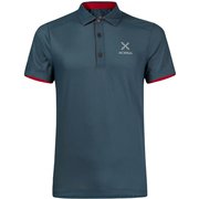 MTPN01XP ROUND POLO 8610 L 21SS [ゴルフシャツ メンズ ラウンド ポロ Lサイズ スティールブルー/レッド]