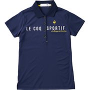 QGWTJA06 NV L [ゴルフシャツ レディース バックプリント半袖ポロシャツ Lサイズ ネイビー]