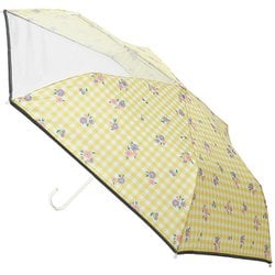 子供用折りたたみ傘 晴雨兼用 estaa KIDS チェックフラワー 55cm 手開き式 UVカット加工 耐風仕様 透明窓つき レモンイエロー 1027062