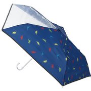 子供用折りたたみ傘 晴雨兼用 estaa KIDS ダイナソー 50cm 手開き式 UVカット加工 耐風仕様 透明窓付き スカイブルー 1027132