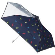 子供用折りたたみ傘 晴雨兼用 estaa KIDS ダイナソー 50cm 手開き式 UVカット加工 耐風仕様 透明窓付き ネイビーブルー 1027132
