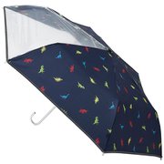 子供用折りたたみ傘 晴雨兼用 estaa KIDS ダイナソー 55cm 手開き式 UVカット加工 耐風仕様 透明窓付き ネイビーブルー 1027162
