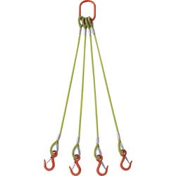 TWSP4P9S2 [TRUSCO 4本吊玉掛ワイヤーロープスリング（カラー被覆付）アルミロックタイプ 黄透明2M]