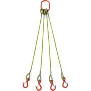 TWSP4P9S1.5 [TRUSCO 4本吊玉掛ワイヤーロープスリング（カラー被覆付）アルミロックタイプ 黄透明1.5M]