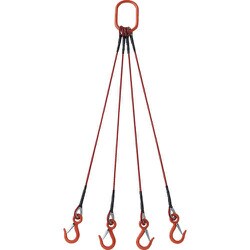 TWSP4P6S2WT [TRUSCO 4本吊玉掛ワイヤーロープスリング（カラー被覆付）アルミロックタイプ 赤透明2M 収縮カバー付]
