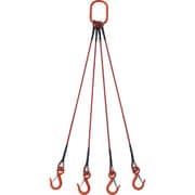 TWSP4P6S2WT [TRUSCO 4本吊玉掛ワイヤーロープスリング（カラー被覆付）アルミロックタイプ 赤透明2M 収縮カバー付]