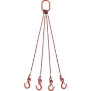TWSP4P6S1.5 [TRUSCO 4本吊玉掛ワイヤーロープスリング（カラー被覆付）アルミロックタイプ 赤透明1.5M]