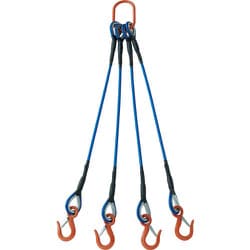 TWSP4P12S2WT [TRUSCO 4本吊玉掛ワイヤーロープスリング（カラー被覆付）アルミロックタイプ 青透明2M 収縮カバー付]