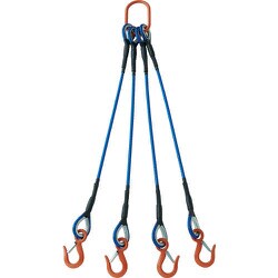 TWSP4P12S1WT [TRUSCO 4本吊玉掛ワイヤーロープスリング（カラー被覆付）アルミロックタイプ 青透明1M 収縮カバー付]