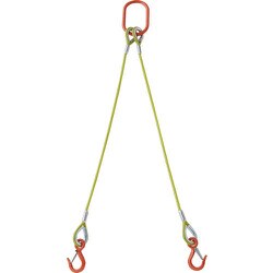 TWSP2P9S1.5 [TRUSCO 2本吊玉掛ワイヤーロープスリング（カラー被覆付）アルミロックタイプ 黄透明1.5M]